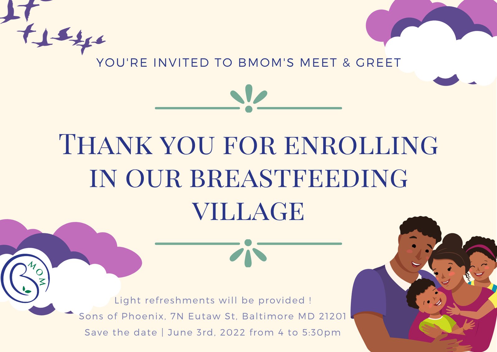 B Mom Meet & Greet flyer