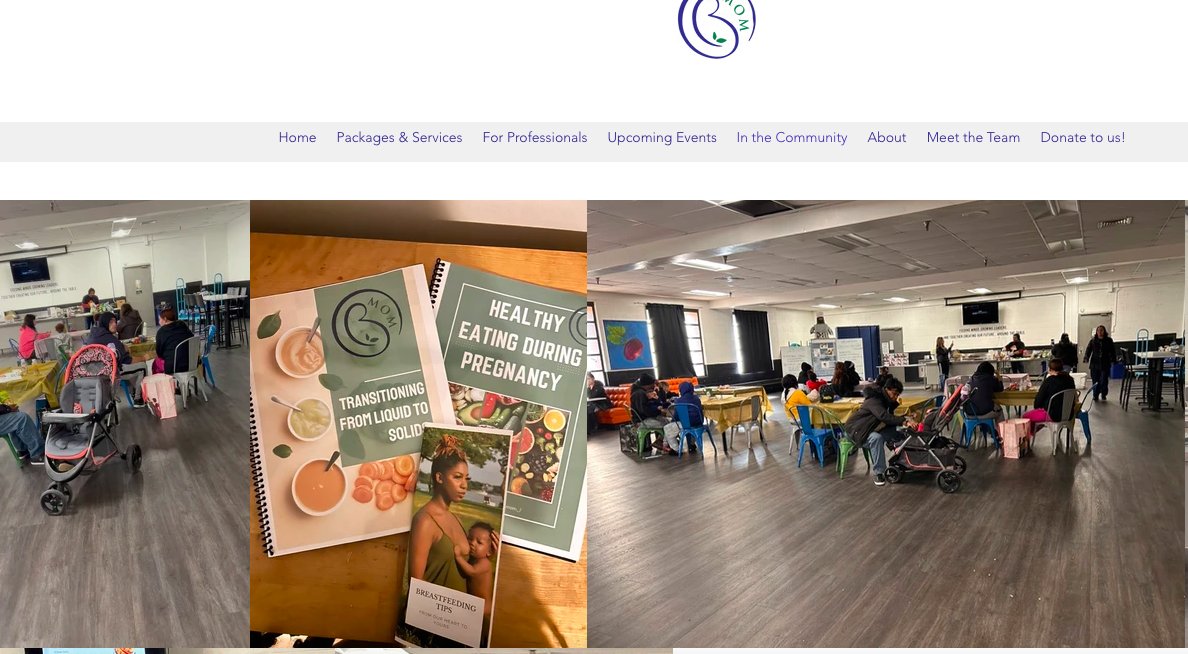 B Mom website — community workshop photos