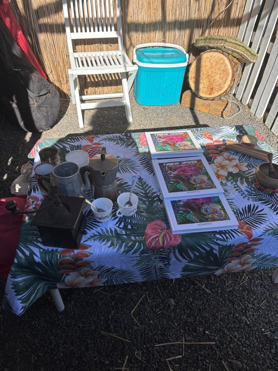 A craft table set with handmade pieces