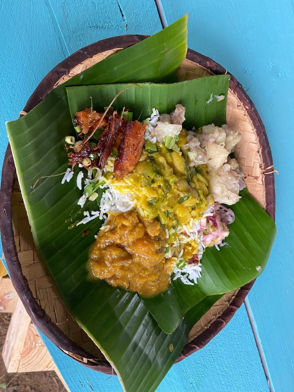 A traditional Creole dish shared at the market