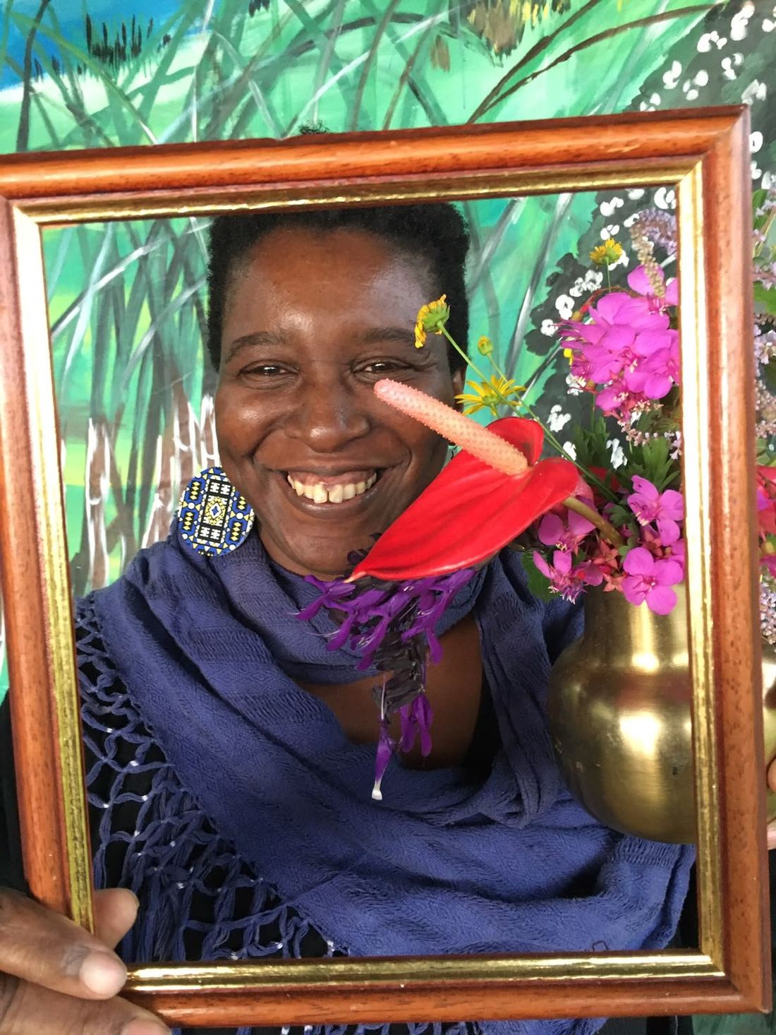 A playful portrait through a picture frame