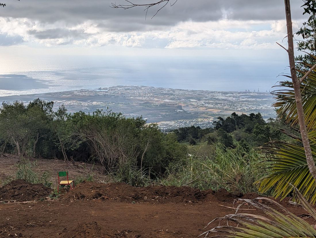 Réunion Island coastline, view from the hills